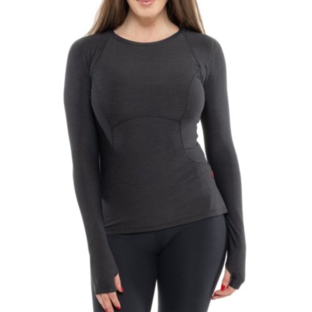 Spyder NWT Women's Activewear Top Black Long Sleeve Thumb Holes Zip Pocket XL